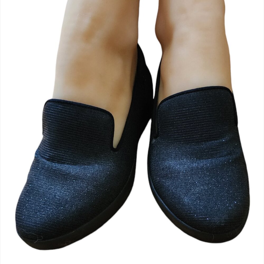 Fitflop Women Superskate Black Shimmer Slip On Loafer Shoes